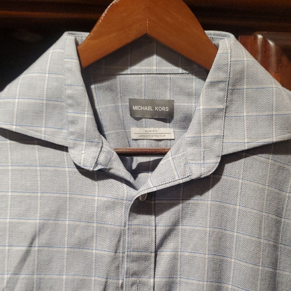 Michael Kors Blue Checkered Men's Shirt